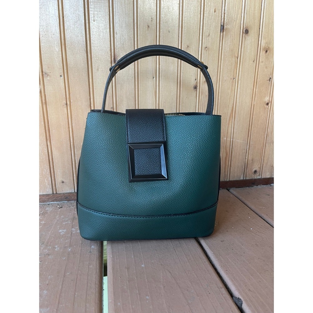 Brand New Emerald Green Faux Leather Bucket Crossbody Purse